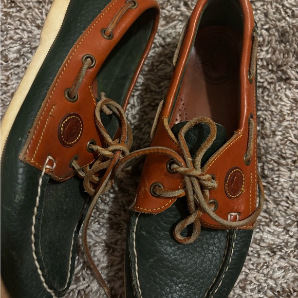 DOONEY & BOURKE Vintage Hunter green  + Brown Pebble Leather Top Boat Shoes 8 - Picture 5 of 8